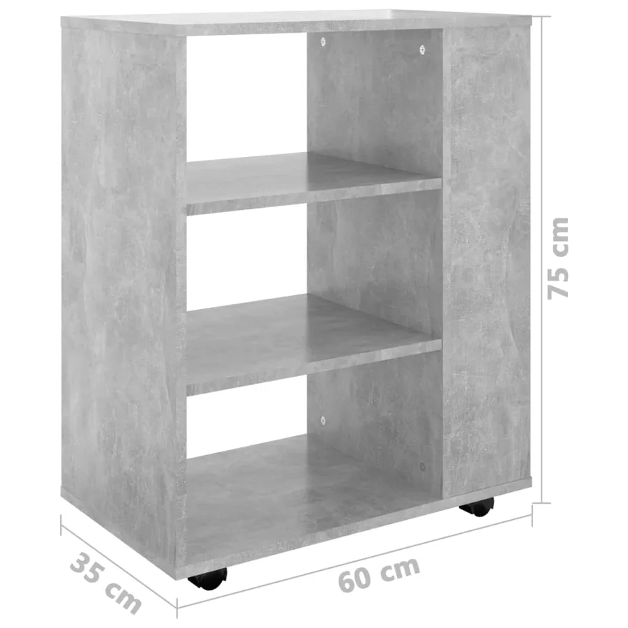 Armoire à roulettes Gris béton 60x35x75 cm Bois d’ingénierie - 10