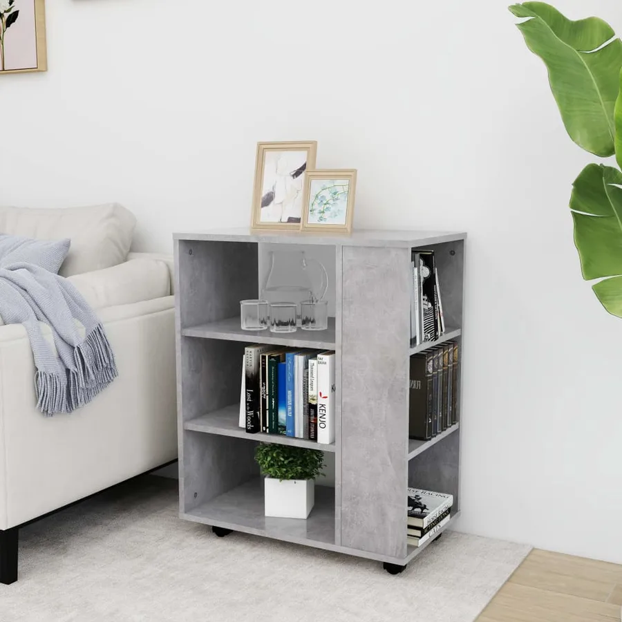 Armoire à roulettes Gris béton 60x35x75 cm Bois d’ingénierie - 7