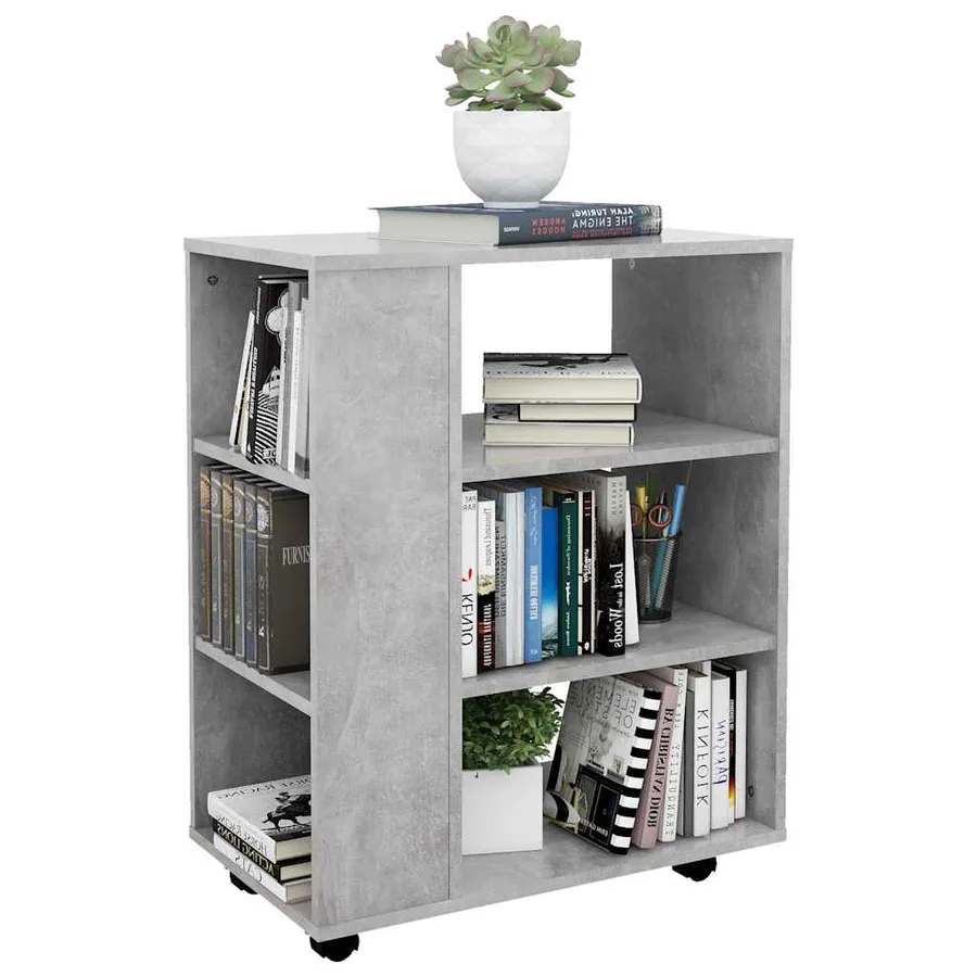 Armoire à roulettes Gris béton 60x35x75 cm Bois d’ingénierie - 8