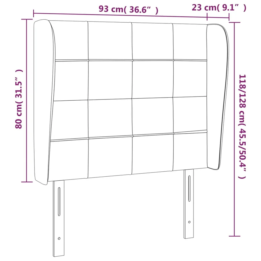 Tête de lit avec oreilles Marron foncé 93x23x118/128 cm Tissu - 9