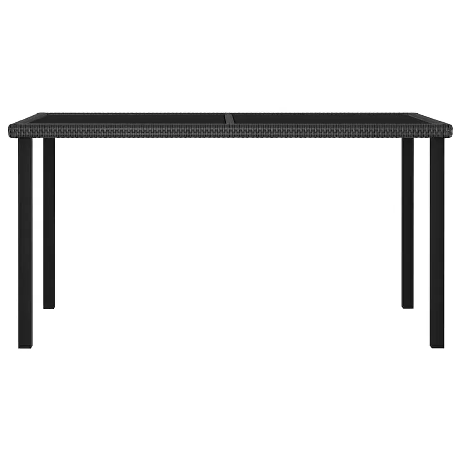 Table à dîner de jardin Noir 140x70x73 cm Résine tressée - 2