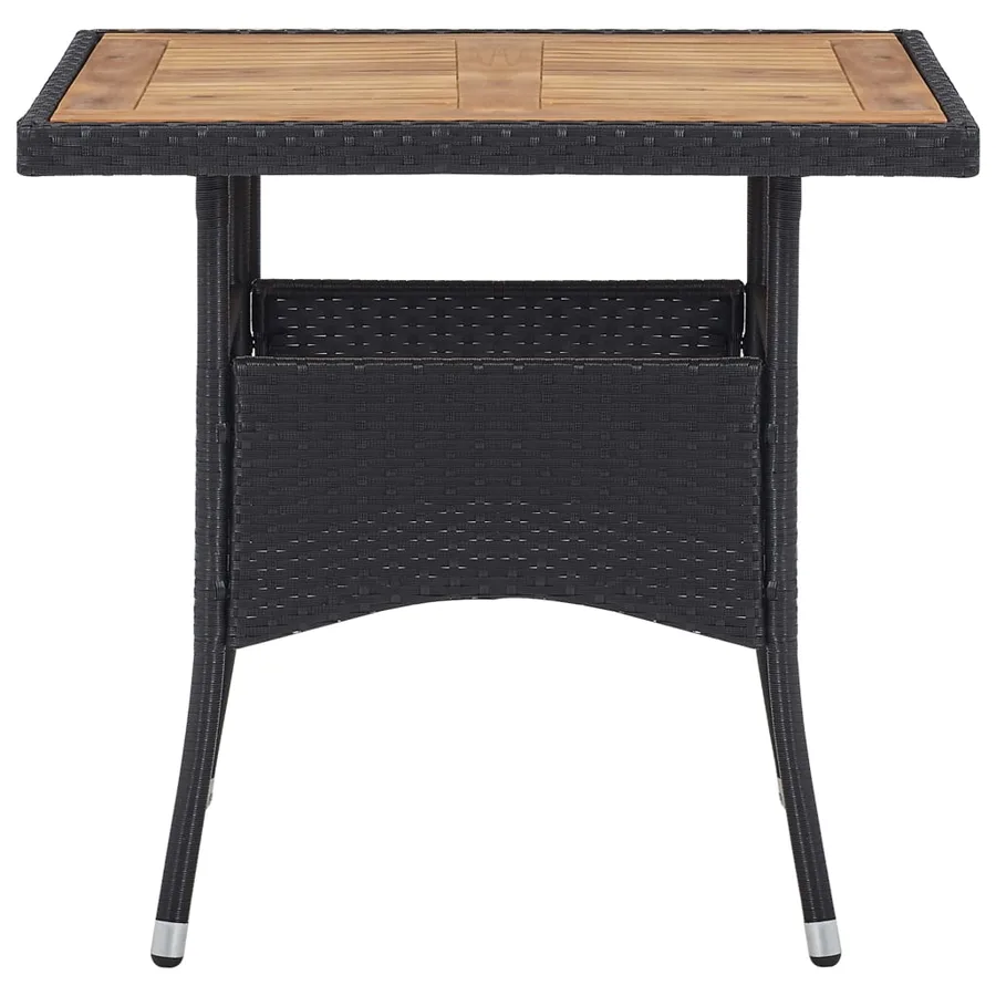 Table d'extérieur Noir Résine tressée et bois d'acacia solide - 2