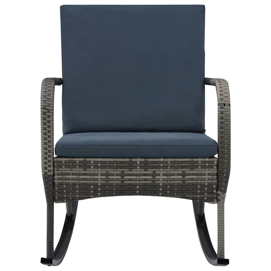 Chaise à bascule de jardin Résine tressée Anthracite - 2
