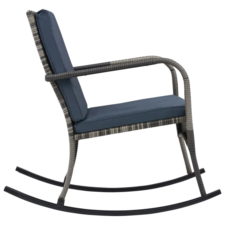 Chaise à bascule de jardin Résine tressée Anthracite - 3