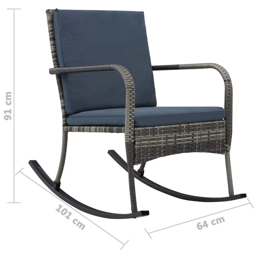 Chaise à bascule de jardin Résine tressée Anthracite - 7