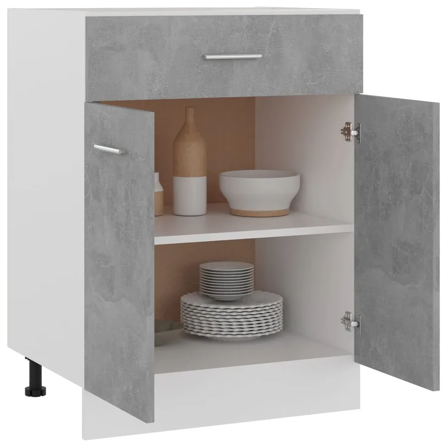 Armoire de plancher à tiroir Gris béton Bois d’ingénierie - 3