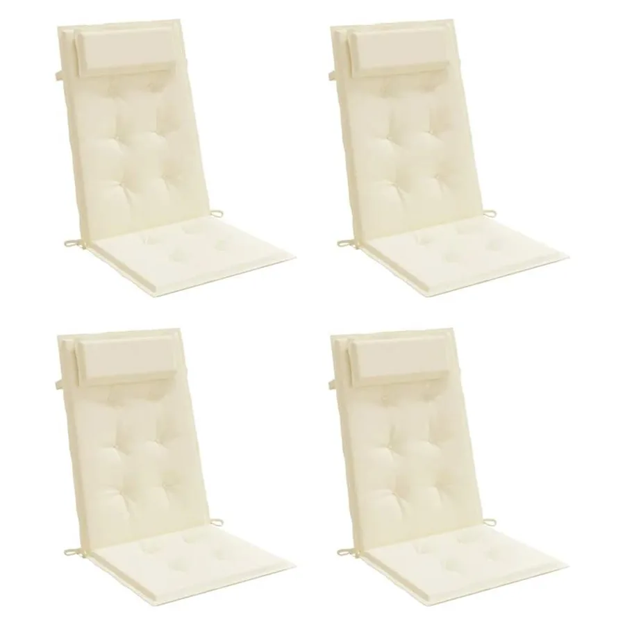 Coussins de chaise à dossier haut lot de 4 crème tissu oxford - 3