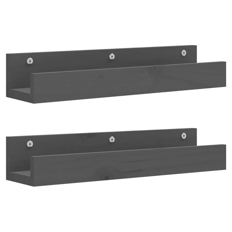 Étagères murales 2 pcs Gris 50x12x9 cm Bois de pin massif - 2