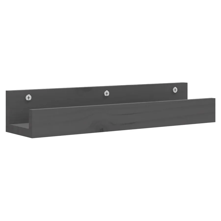 Étagères murales 2 pcs Gris 50x12x9 cm Bois de pin massif - 3