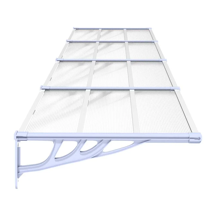 Auvent de porte Gris et transparent 396x90 cm Polycarbonate - 4