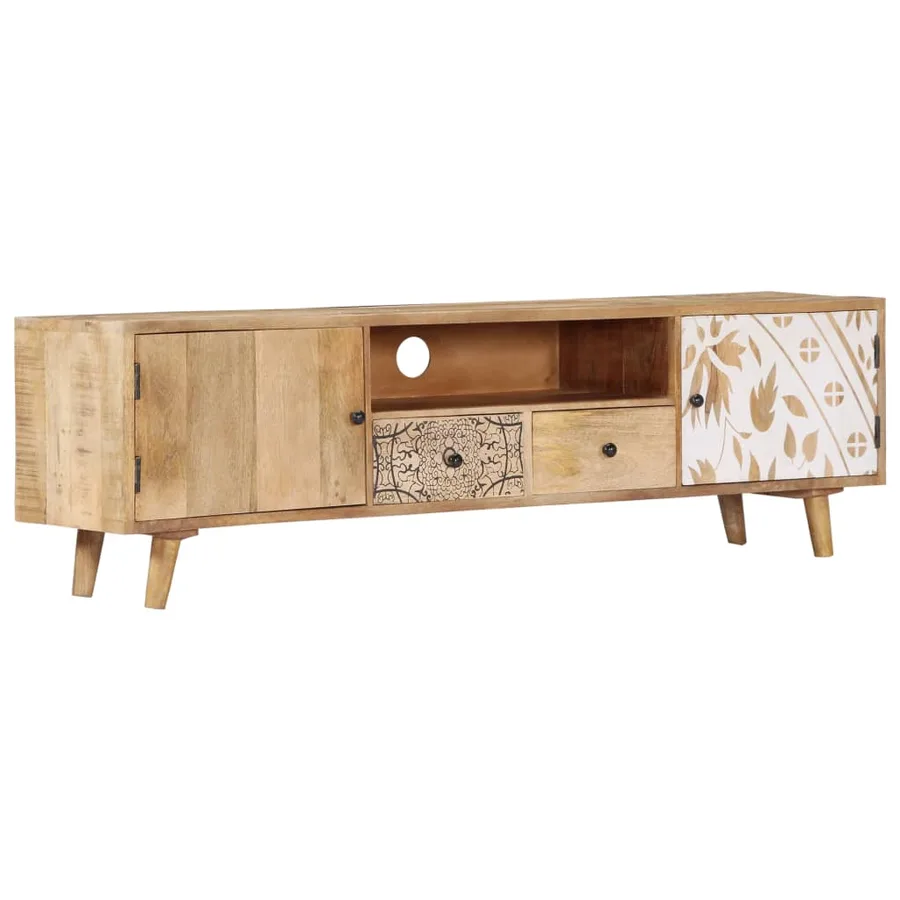 Meuble TV 140x30x40 cm Bois de manguier massif - 13