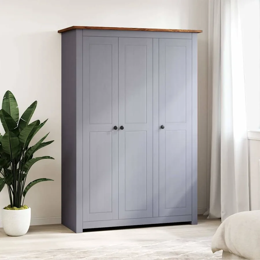 Garde-robe 3 portes Gris 118x50x171,5 cm Pin Assortiment Panama