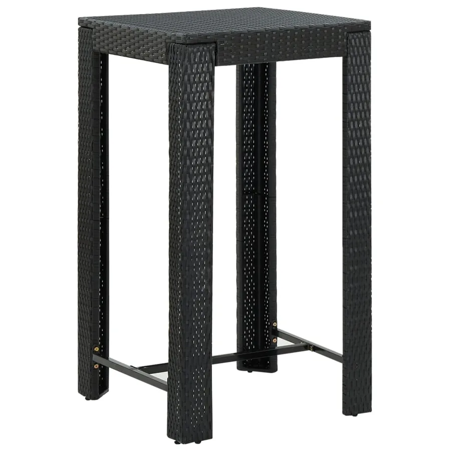 Ensemble de bar d'extérieur 3 pcs coussins Résine tressée Noir - 8