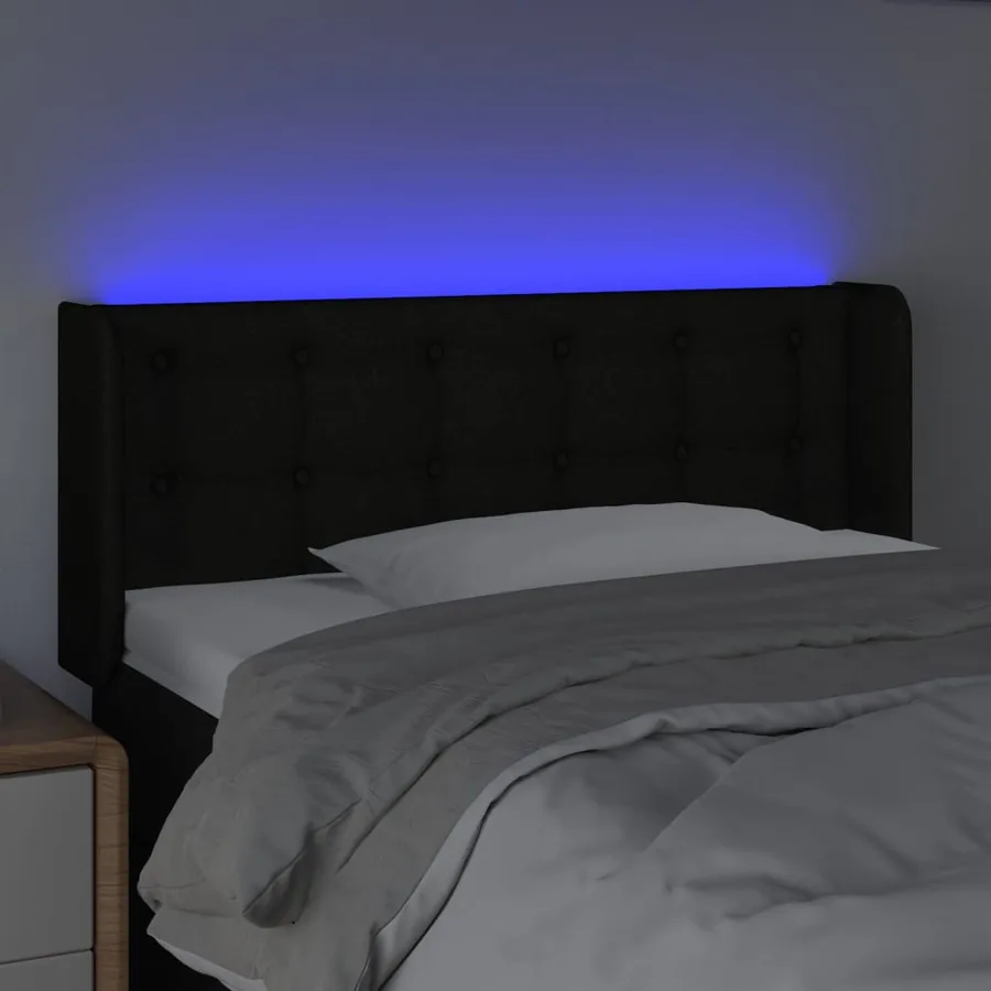 Tête de lit à LED Noir 103x16x78/88 cm Tissu - 4