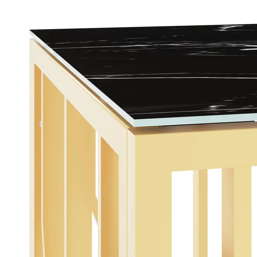 Table basse doré 110x45x45 cm acier inoxydable et verre - 5
