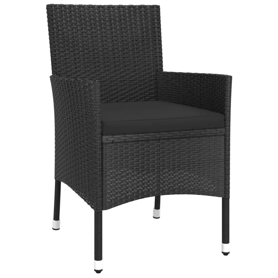 Ensemble à manger jardin 9pcs et coussins noir résine tressée - 5