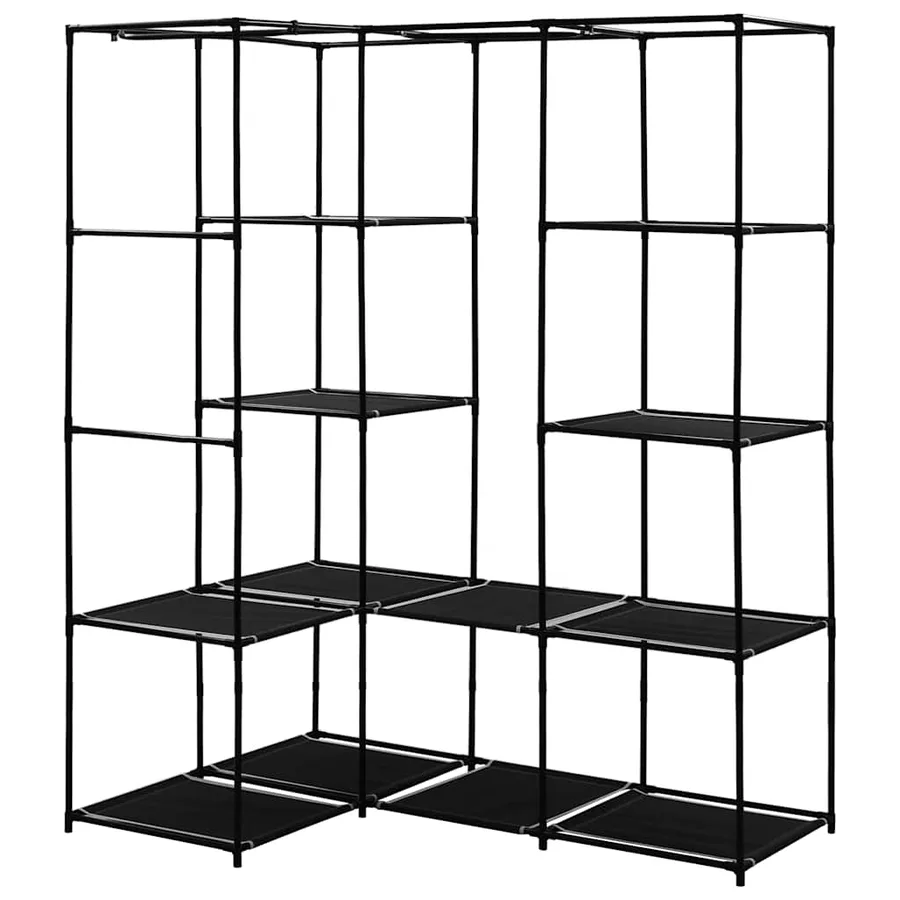 Garde-robe d'angle Noir 130x87x169 cm - 5