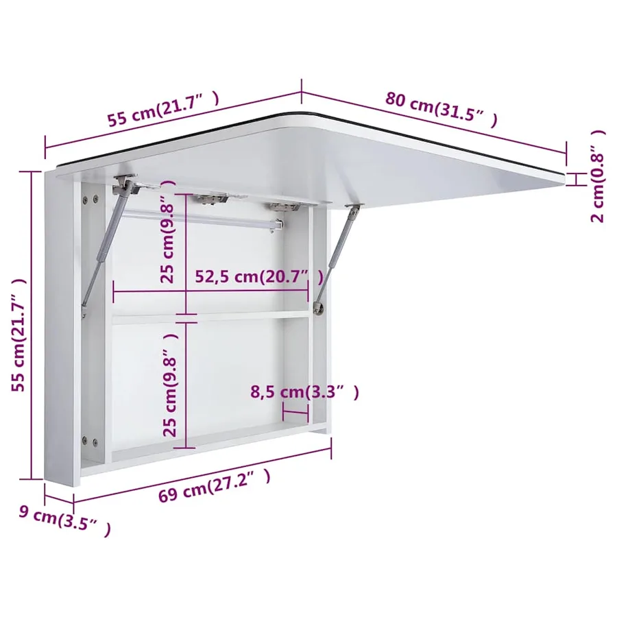 Armoire de salle de bain à miroir LED 80x9,5x55 cm - 8