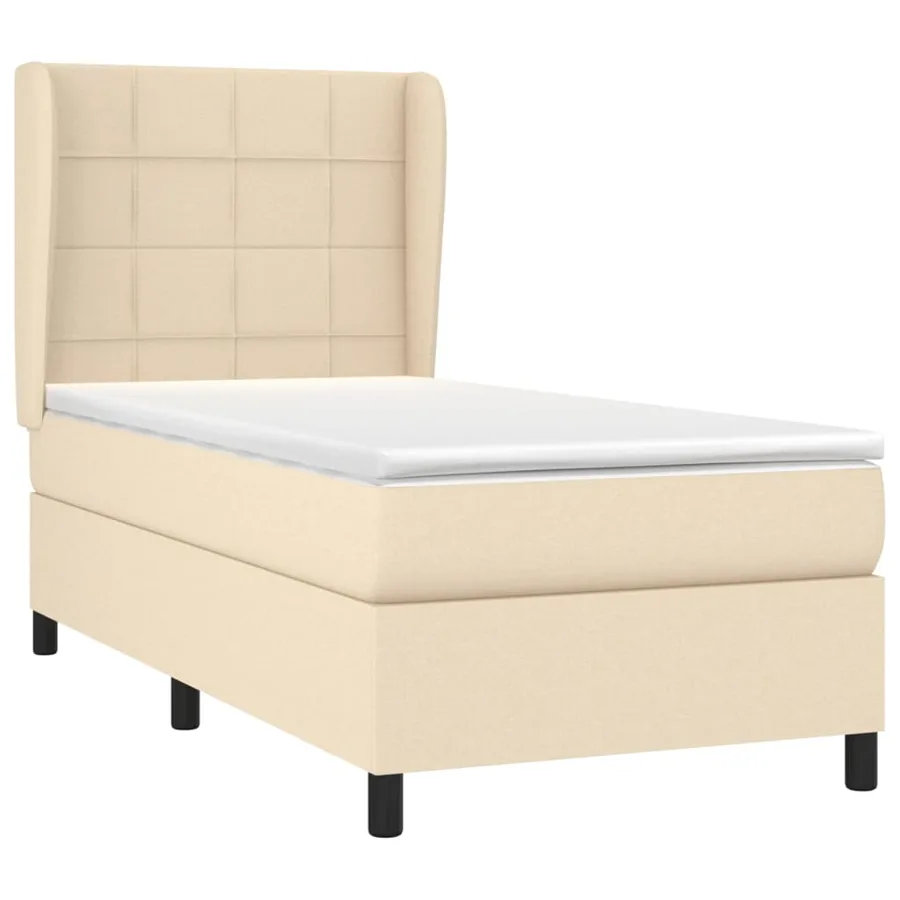 Sommier à lattes de lit avec matelas Crème 80x200 cm Tissu - 3