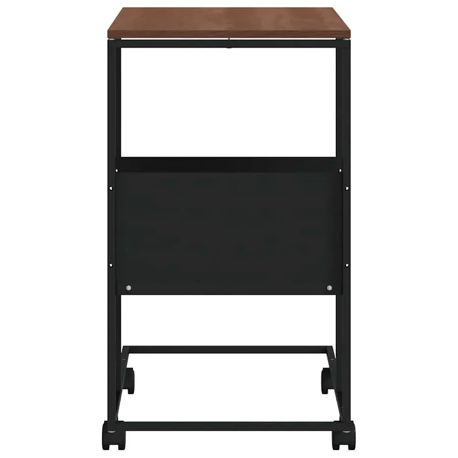 Table d'appoint avec roues noir 55x36x63,5 cm bois d'ingénierie - 5
