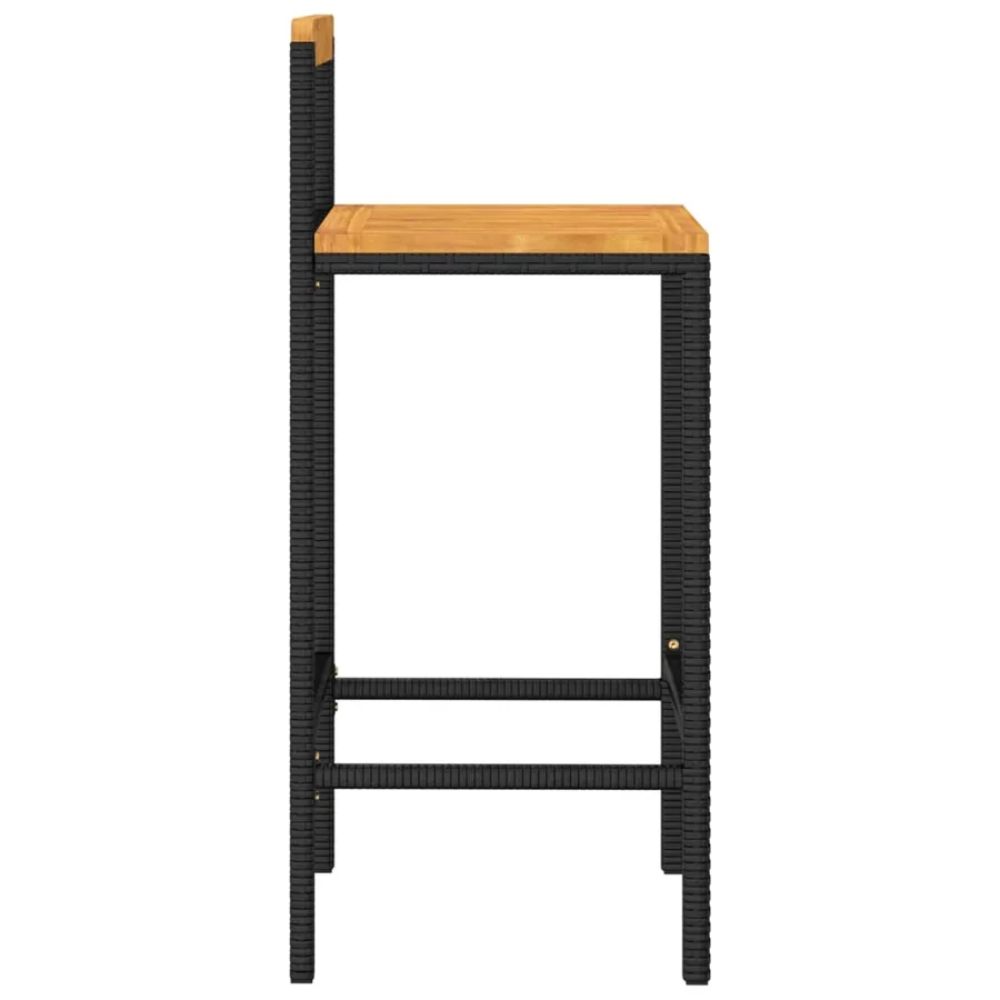 Tabourets de bar lot de 4 noir résine tressée et bois d'acacia - 5