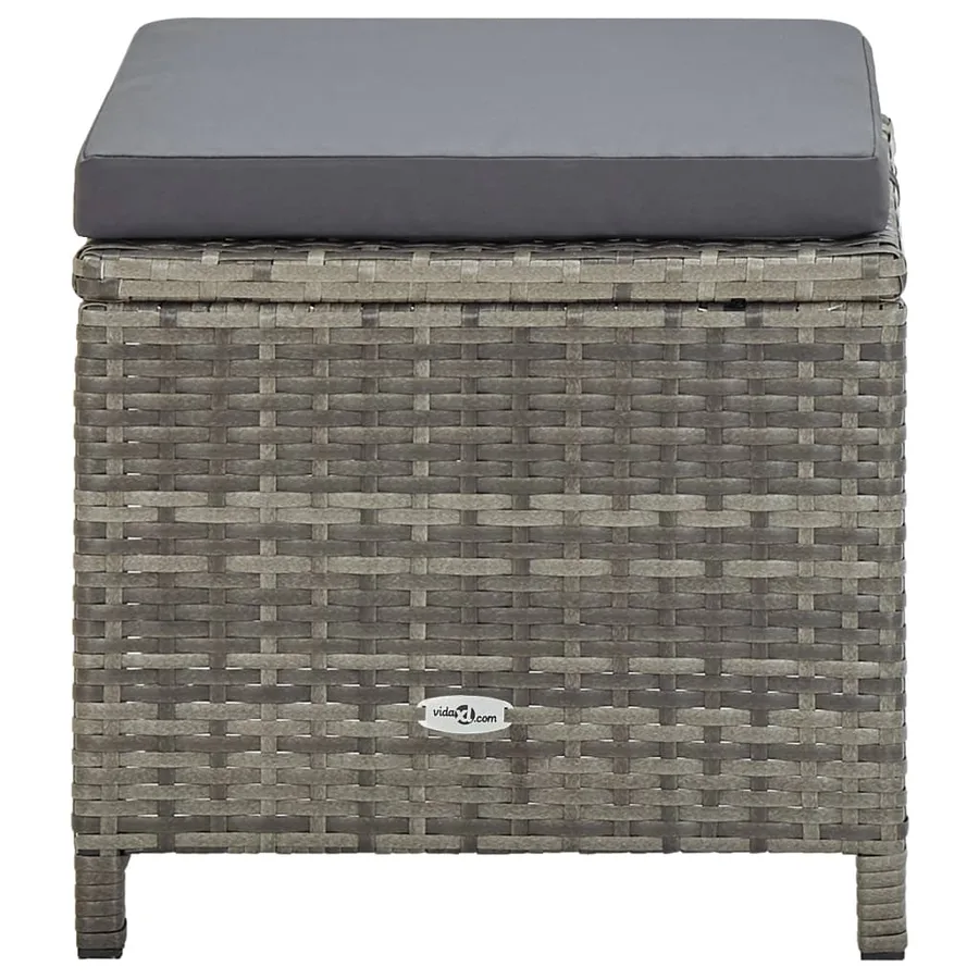 Ensemble à manger d'extérieur 13pcs et coussins poly rotin Gris - 10