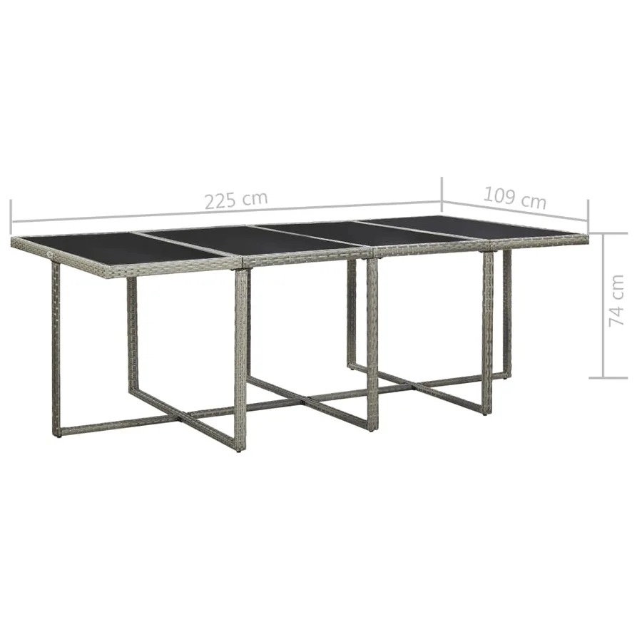 Ensemble à manger d'extérieur 13pcs et coussins poly rotin Gris - 19