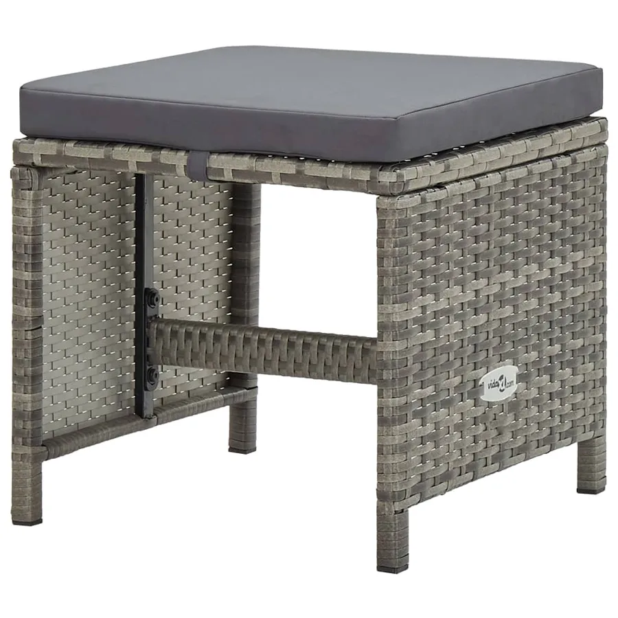 Ensemble à manger d'extérieur 13pcs et coussins poly rotin Gris - 9