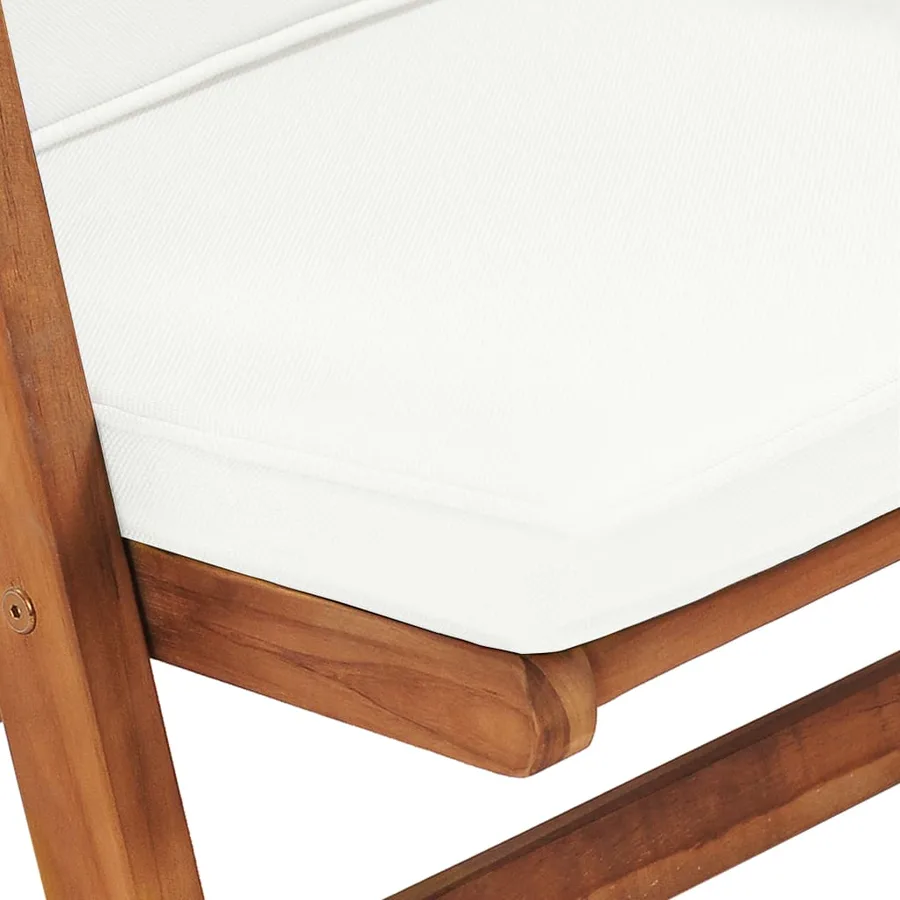 Chaises inclinables lot de 2 avec coussins Teck solide Crème - 6