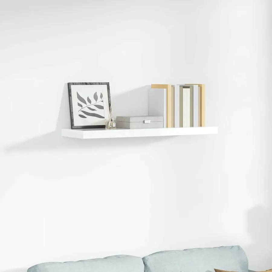 Étagère murale flottante Blanc brillant 90x23,5x3,8 cm MDF