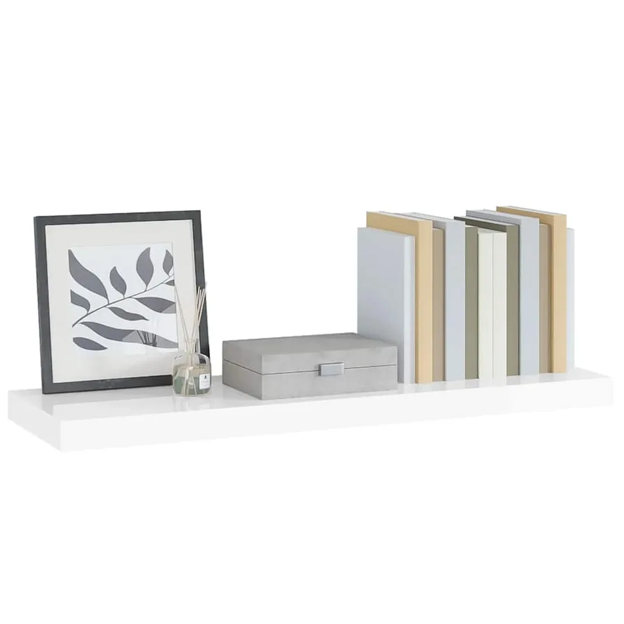 Étagère murale flottante Blanc brillant 90x23,5x3,8 cm MDF - 5