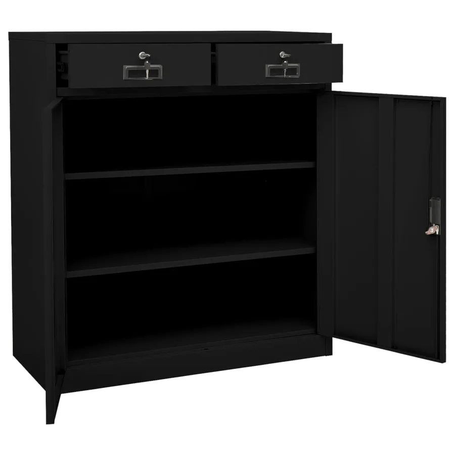 Armoire de bureau Noir 90x40x102 cm Acier - 5