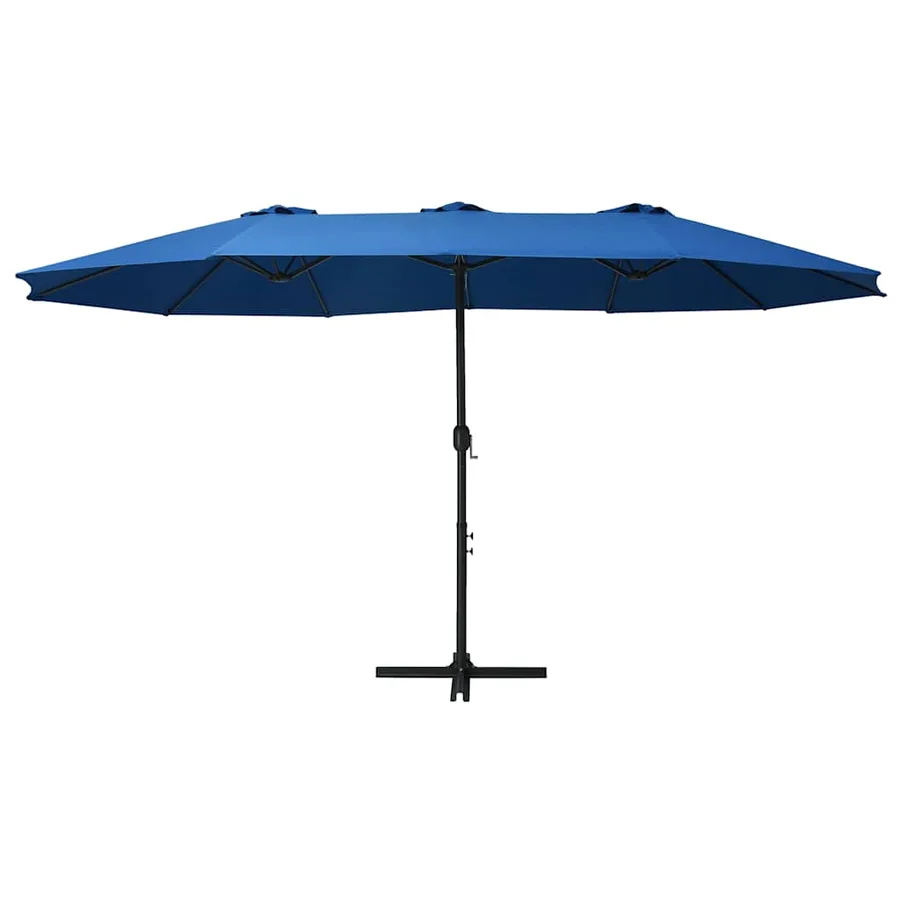 Parasol d'extérieur et poteau en aluminium 460x270 cm Bleu - 2