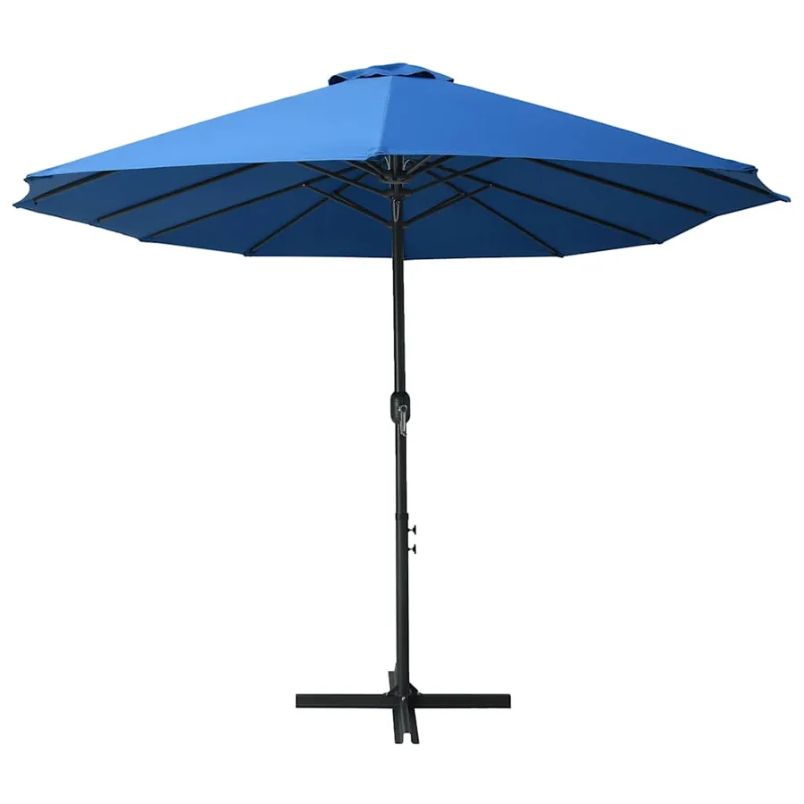 Parasol d'extérieur et poteau en aluminium 460x270 cm Bleu - 3