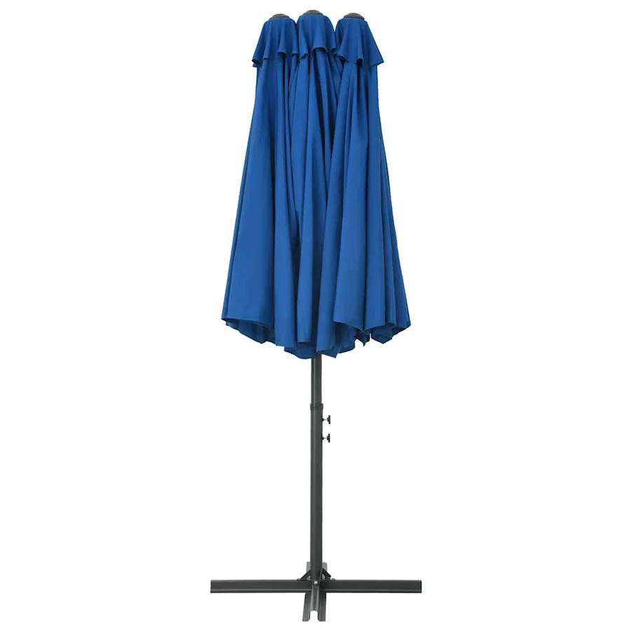 Parasol d'extérieur et poteau en aluminium 460x270 cm Bleu - 4