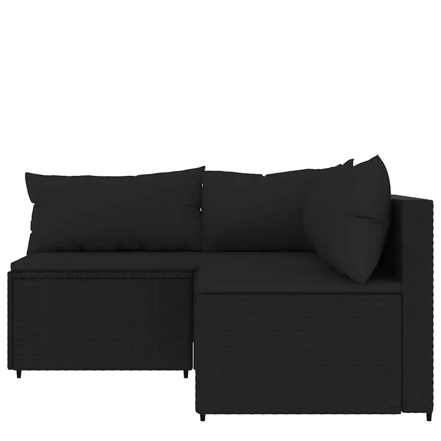 Salon de jardin 3 pcs avec coussins Noir Résine tressée - 3