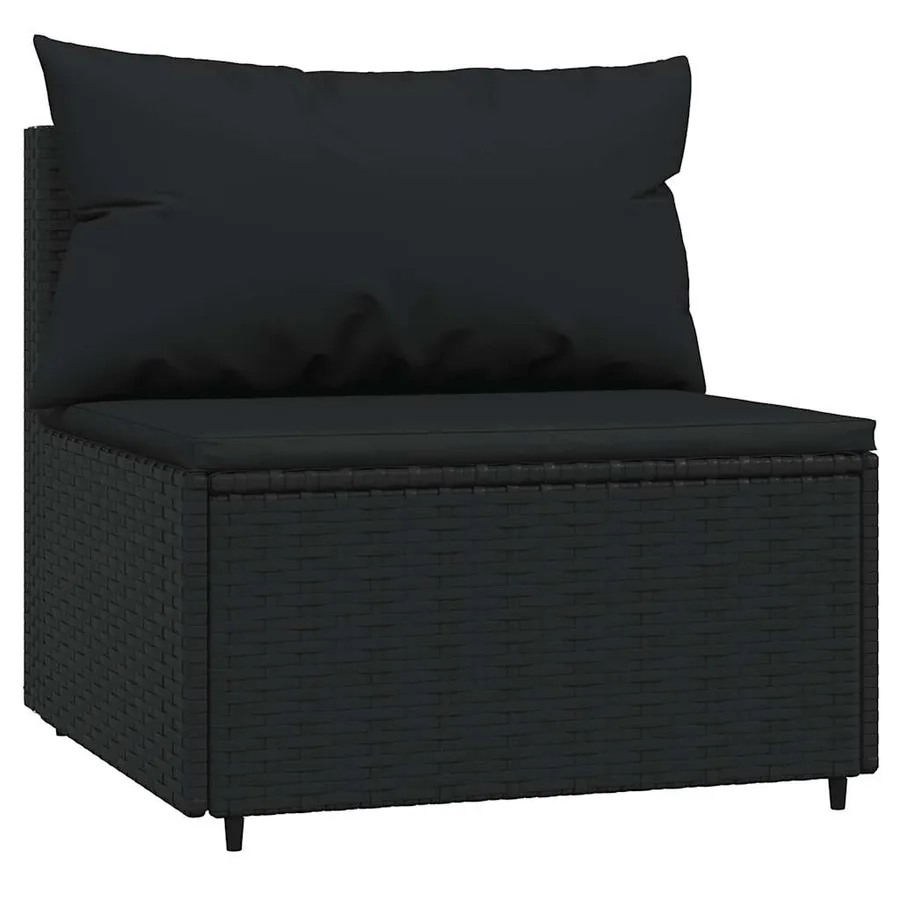 Salon de jardin 3 pcs avec coussins Noir Résine tressée - 5