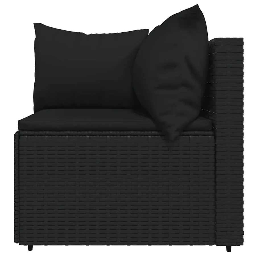 Salon de jardin 3 pcs avec coussins Noir Résine tressée - 7