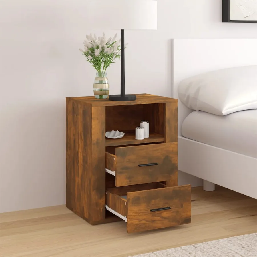 Table de chevet Chêne fumé 50x36x60 cm Bois d'ingénierie - 3