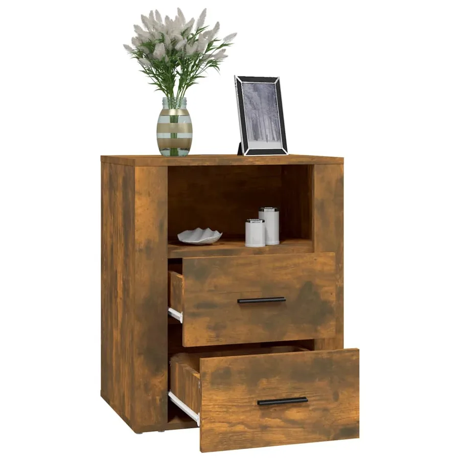 Table de chevet Chêne fumé 50x36x60 cm Bois d'ingénierie - 5