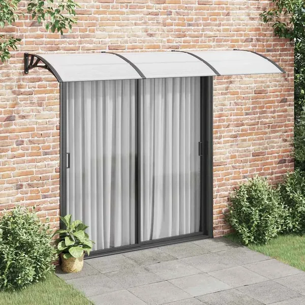 Auvent de porte Noir et transparent 300x75 cm Polycarbonate