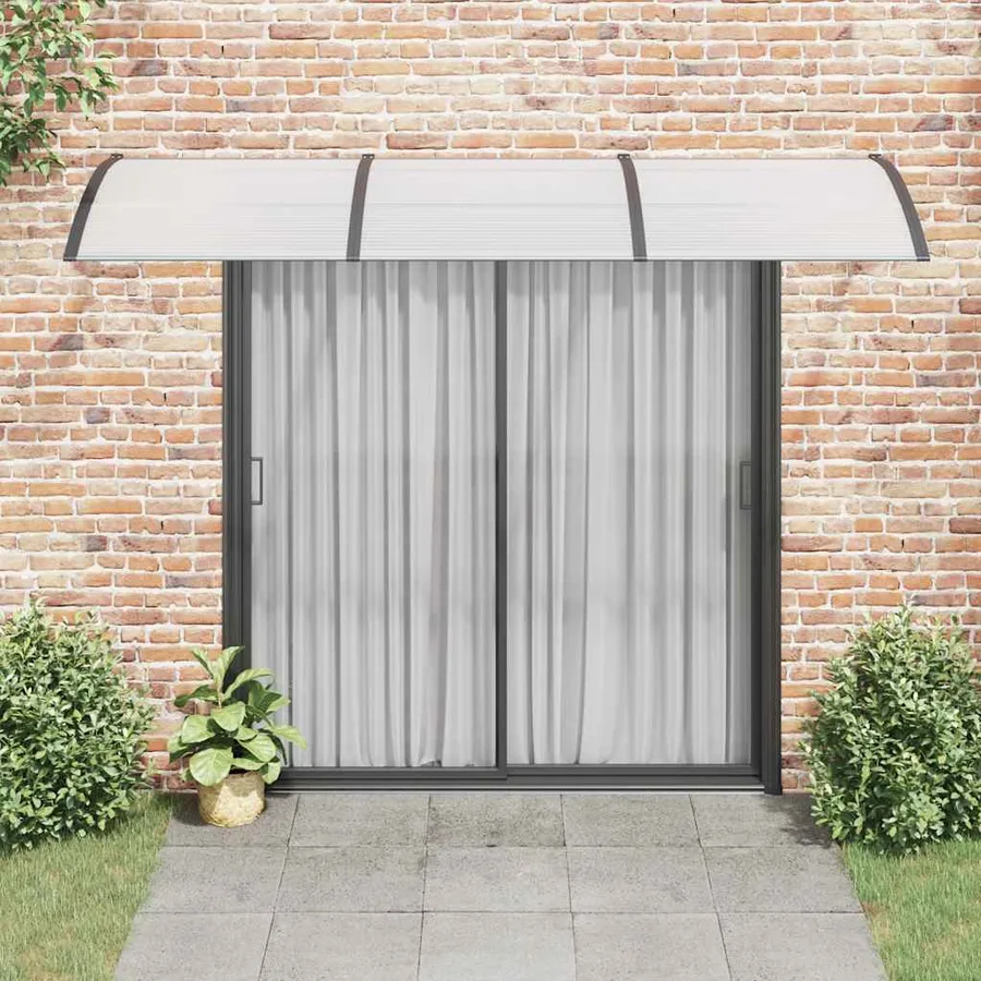 Auvent de porte Noir et transparent 300x75 cm Polycarbonate - 3