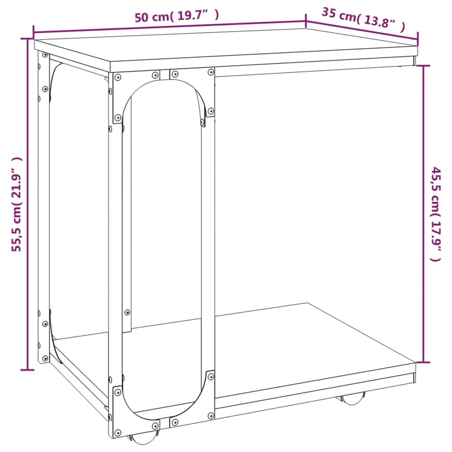 Table d'appoint à roues Chêne sonoma 50x35x55,5 cm - 10