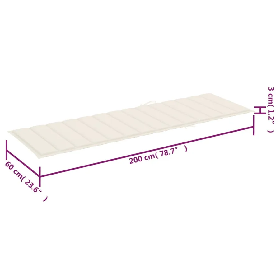 Chaises longues lot de 2 avec coussins Bois d'acacia solide - 17