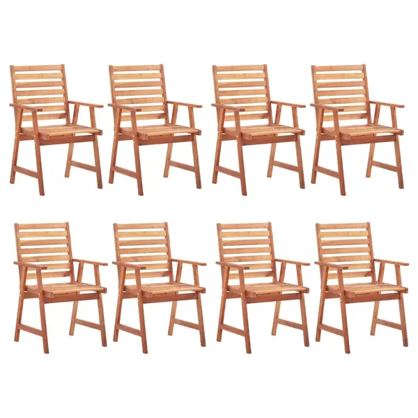 Chaises à manger d'extérieur lot de 8 Bois d'acacia massif