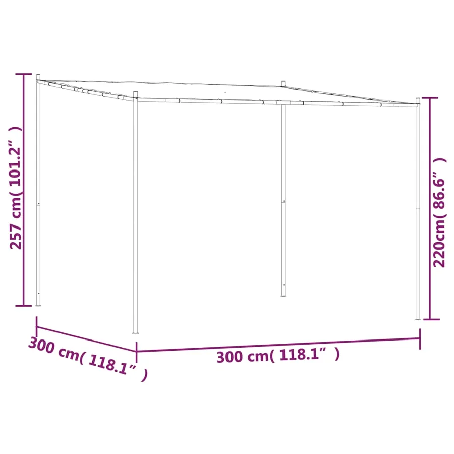 Belvédère beige 3x3 m 180 g/m² tissu et acier - 8