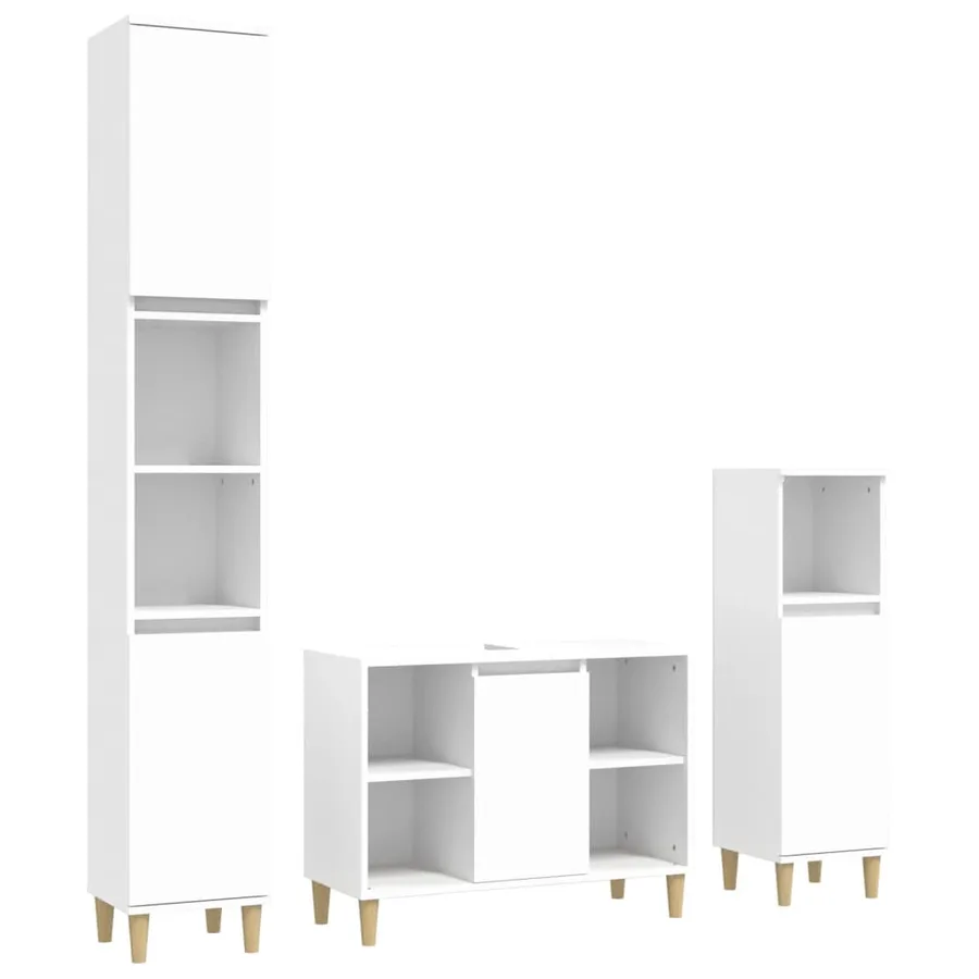Ensemble de meubles salle de bain 3 pcs blanc bois d'ingénierie - 2