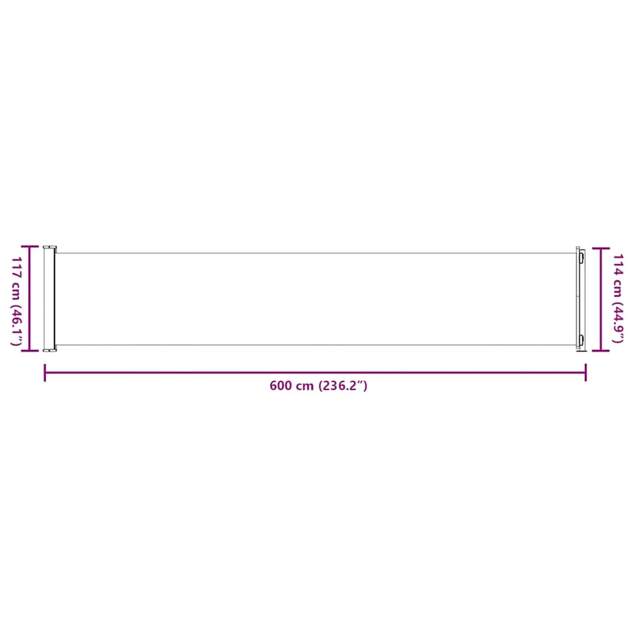 Auvent latéral rétractable de patio 117x600 cm Gris - 11