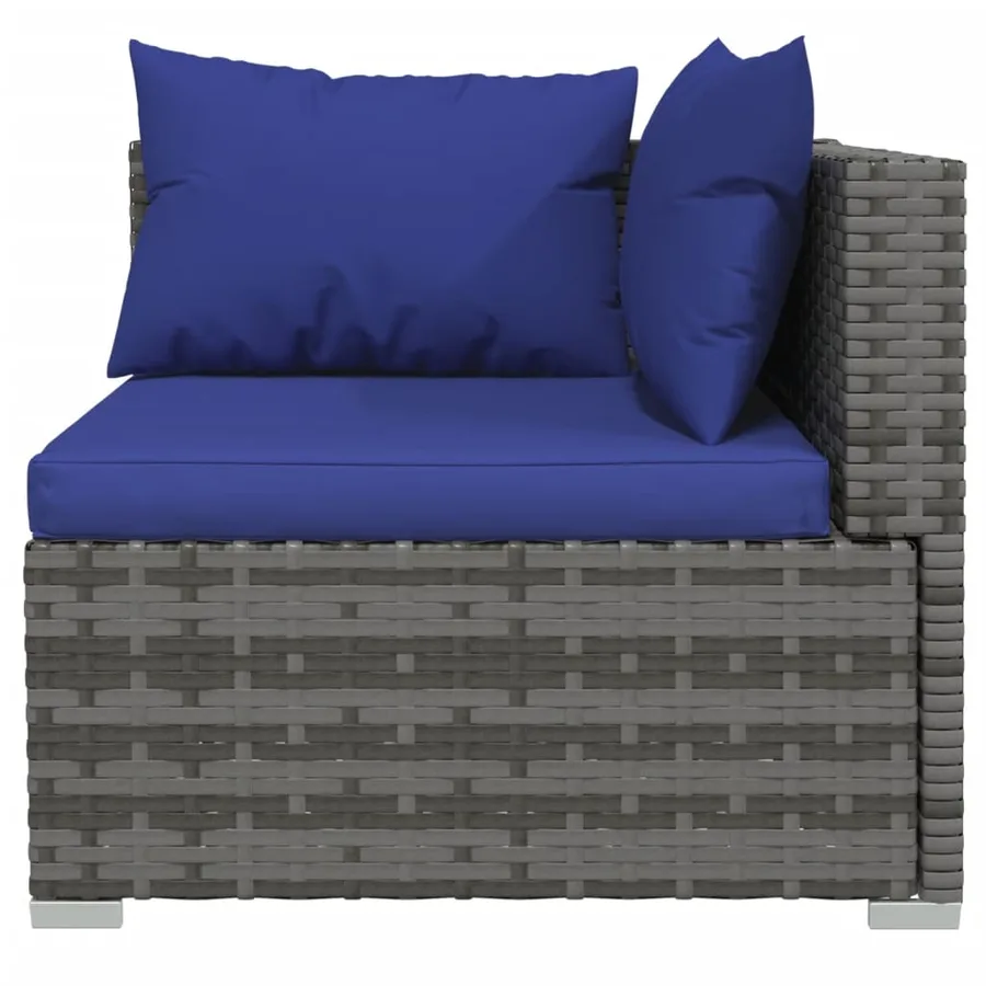 Salon de jardin 6 pcs avec coussins résine tressée gris - 3