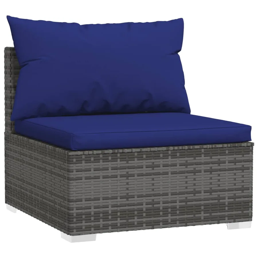 Salon de jardin 6 pcs avec coussins résine tressée gris - 6
